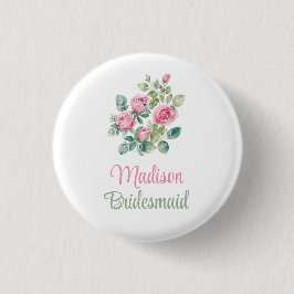 Rosa Rose Bridesmaid Blumenknopf Button
