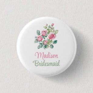 Rosa Rose Bridesmaid Blumenknopf Button