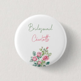 Rosa Rose Bridesmaid Brautparty Button