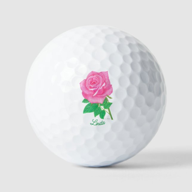 Rosa Rose Callaway Superweiche Golfbälle mit Text (Vorderseite)