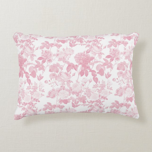 Rosa Rose Chinoiserie Muster Dekokissen (Vorderseite)