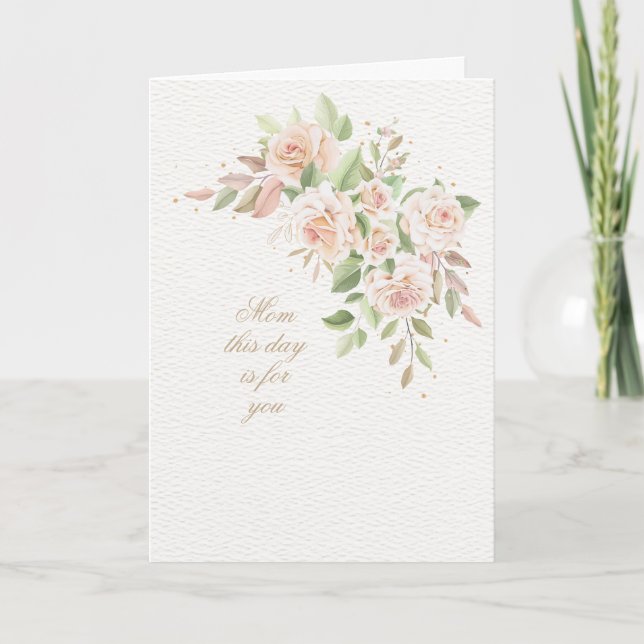 Rosa Rose Crescent Muttertagskarte Karte (Vorderseite)