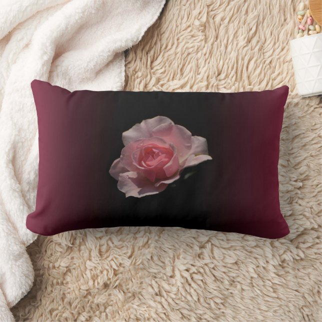 Rosa Rose Dark Cherry Red Ombre Hintergrund Lendenkissen (Decke)