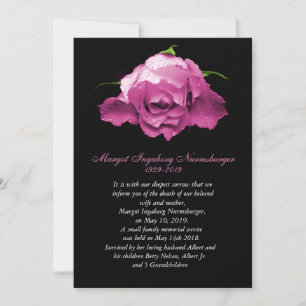 Rosa Rose Death Announccard Ankündigung