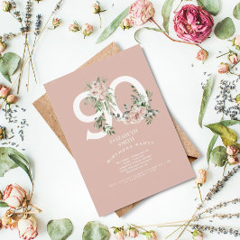 Rosa Rose Elegant 90. Blush Geburtstagsparty Einladung