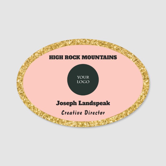 Rosa Rose & Firmenname & Logo Namensschild (Vorderseite)