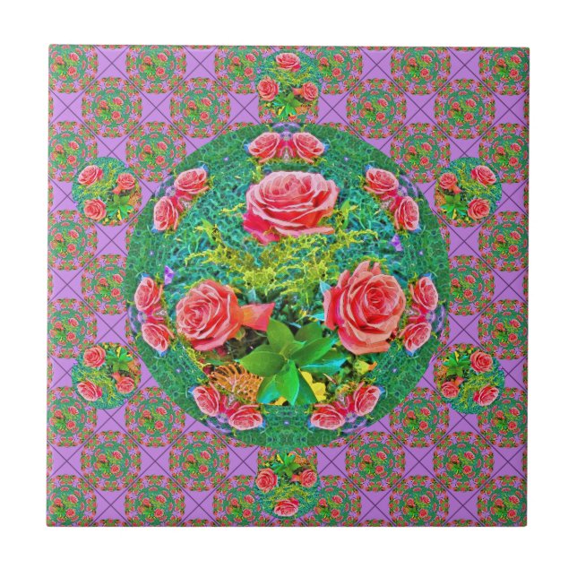 Rosa Rose Fliese (Vorderseite)