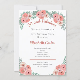 Rosa Rose Floral 50 und fabelhafter Geburtstag