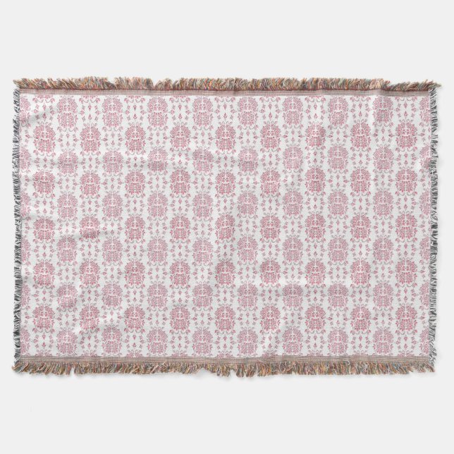 Rosa Rose Floral Damask Stilmuster Decke (Vorderseite)