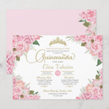 Rosa Rose Floral Gold Tiara Quinceanera