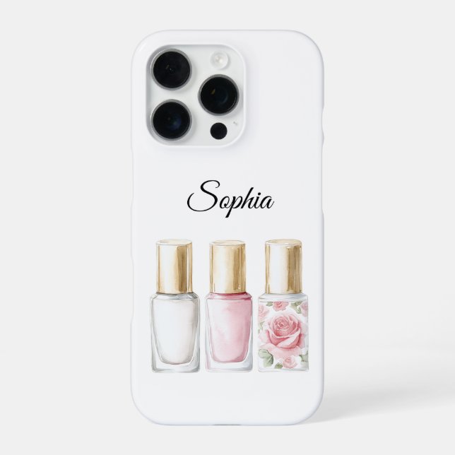 Rosa Rose Floral Nail Polnisch iPhone 16 Pro Hülle (Rückseite)