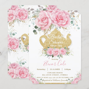 Rosa Rose Florenz Brautparty Hoher Tee Party  Einladung