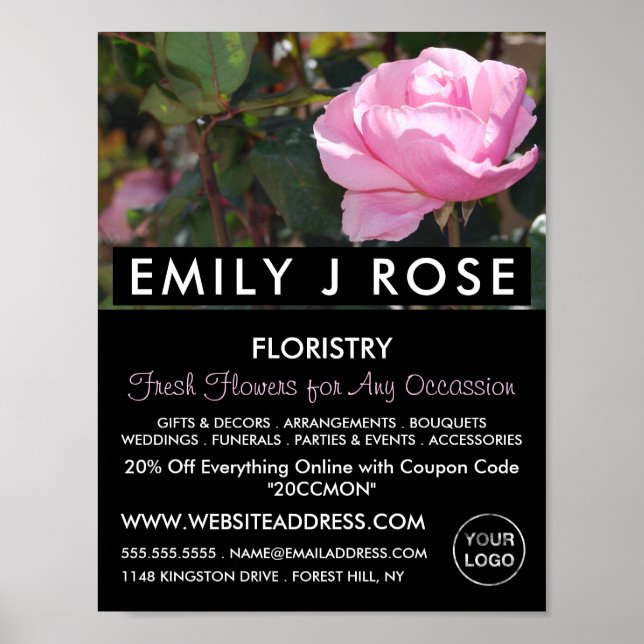 Rosa Rose, Florist, Werbung in Florenz Poster (Vorne)