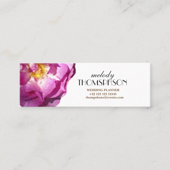 Rosa Rose Foto Floral Business Cards Mini Visitenkarte (Vorderseite)