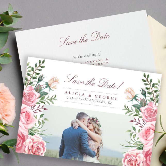 Rosa Rose Foto Hochzeit speichern Sie das Datum Save The Date (Von Creator hochgeladen)