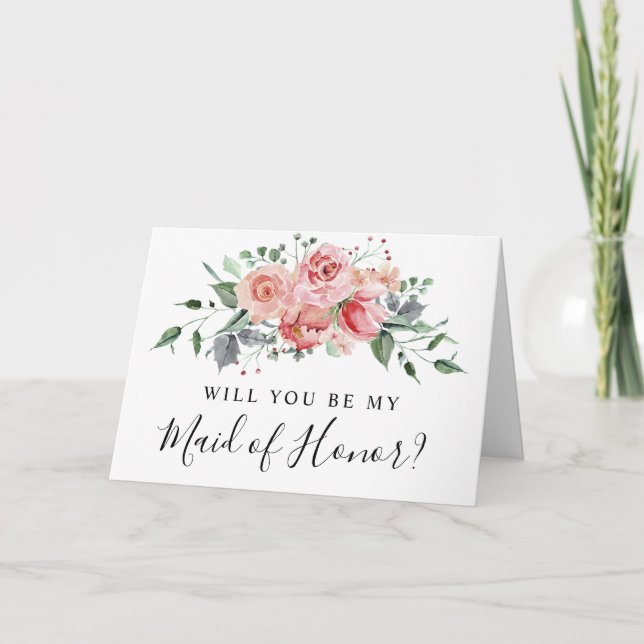 Rosa Rose Frühlingssonne Trauzeugin Blume Chic Karte (Vorderseite)