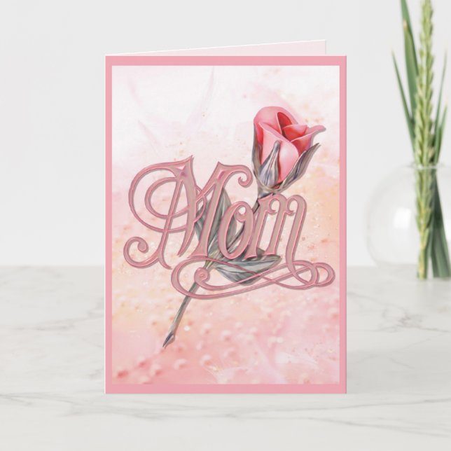 Rosa Rose für Mama Karte (Vorderseite)