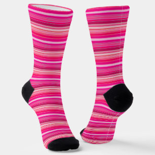 Rosa, Rose, Fuscia, Flamingo Streifen Farbenfroh S Socken