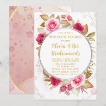 Rosa Rose Geometric Alcohol Ink Bridesmaier Lunch