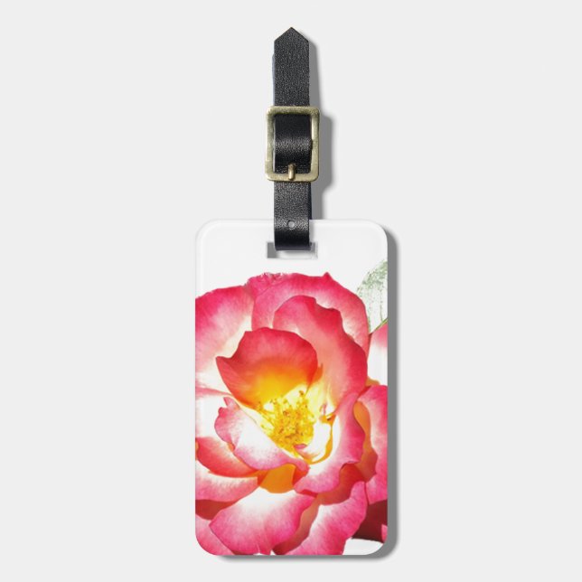 Rosa Rose Gepäckanhänger (Vorderseite vertikal)