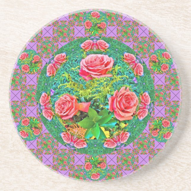 Rosa Rose Getränkeuntersetzer (Vorne)