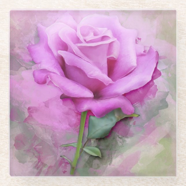 Rosa Rose Glasuntersetzer (Vorderseite)