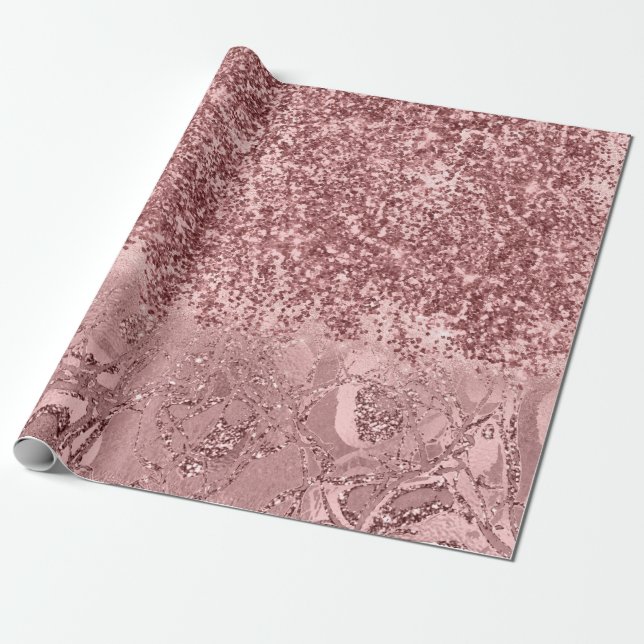 Rosa Rose Glitzer Rose Geschenkpapier (Ungerollt)