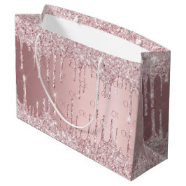 Rosa Rose Glitzer Tropfen monogramm Große Geschenktüte