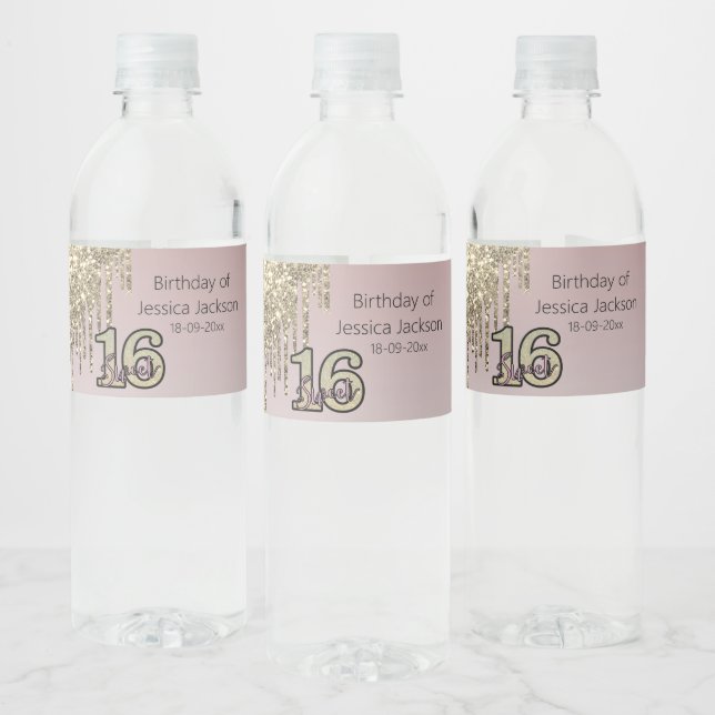 Rosa Rose Gold 16 . Geburtstag (Flaschen)