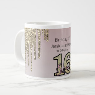 Rosa Rose Gold 16 . Geburtstag Jumbo-Tasse