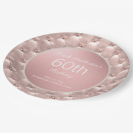 Rosa Rose Gold 60. Geburtstag Pappteller