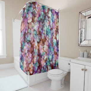 Rosa Rose Gold Aquamarin Mosaik Millefiori Blume Duschvorhang