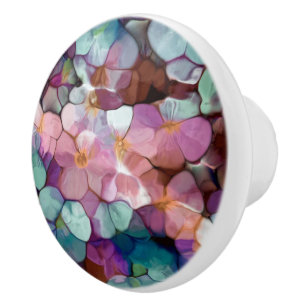 Rosa Rose Gold Aquamarin Mosaik Millefiori Blume Keramikknauf