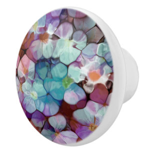 Rosa Rose Gold Aquamarin Mosaik Millefiori Blume Keramikknauf