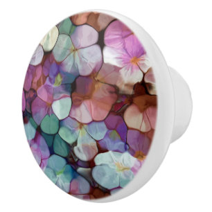 Rosa Rose Gold Aquamarin Mosaik Millefiori Blume Keramikknauf