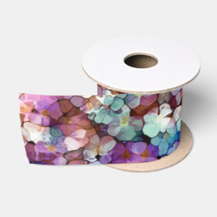 Rosa Rose Gold Aquamarin Mosaik Millefiori Blume Satinband