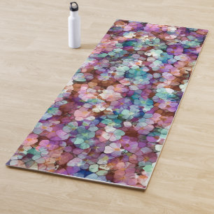 Rosa Rose Gold Aquamarin Mosaik Millefiori Blume Yogamatte