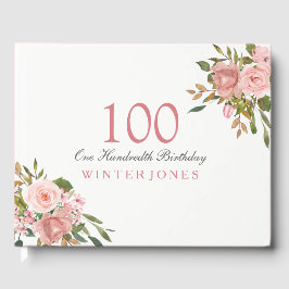 Rosa Rose Gold Blume 100. Geburtstagsparty Gästebuch