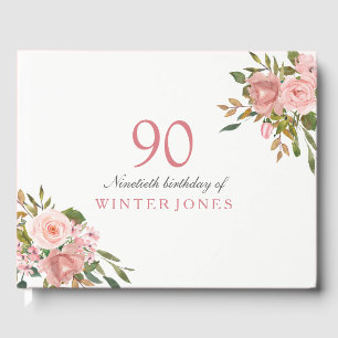 Rosa Rose Gold Blume 90. Geburtstagsparty Gästebuch
