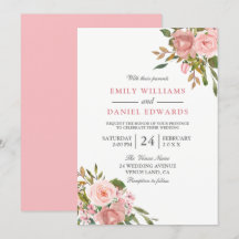 Rosa Rose Gold Blume Elegante Hochzeit Einladung