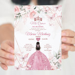 Rosa Rose Gold Blumenprinzessin Mis Quince Einladung<br><div class="desc">Elegant Rosa Gold Floral Prinzessin Mis Quince Einladung Mis Quince 15 Anos,  16. Geburtstag, </div>