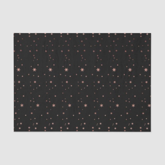 Rosa Rose Gold Blush Black Stars Sky Night Seidenpapier (Vorderseite)