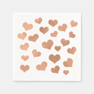 Rosa Rose Gold Blush Confetti Herz White Bridal Serviette