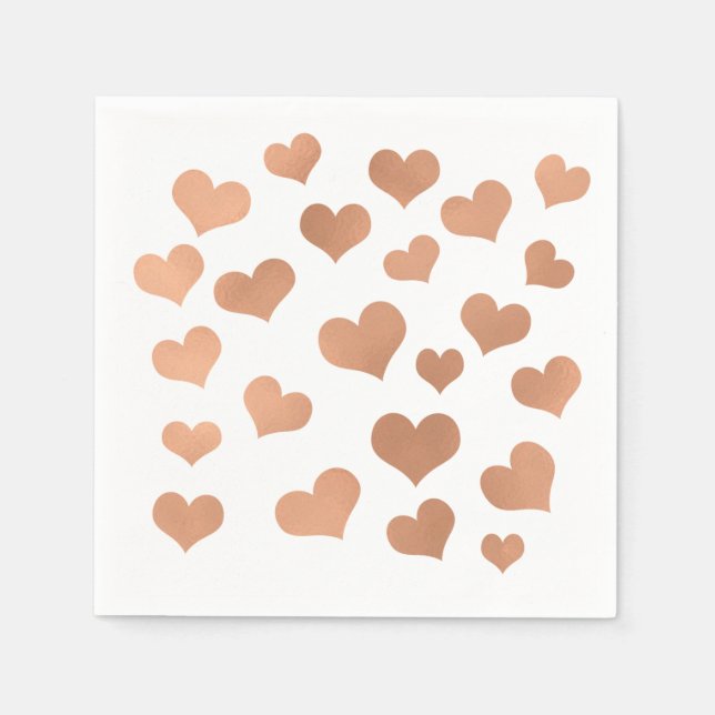 Rosa Rose Gold Blush Confetti Herz White Bridal Serviette (Vorderseite)