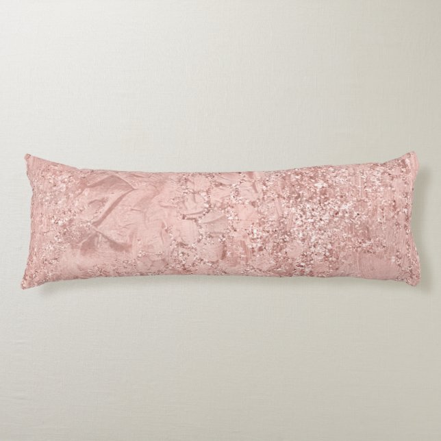 Rosa Rose Gold Blush Glitzer Glam Glass Metallic Seitenschläferkissen (Vorderseite)