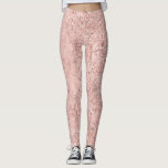 Rosa Rose Gold Blush Glitzer Shiny Glass Metallic Leggings<br><div class="desc">Blumen-K-Glaskonstruktion</div>