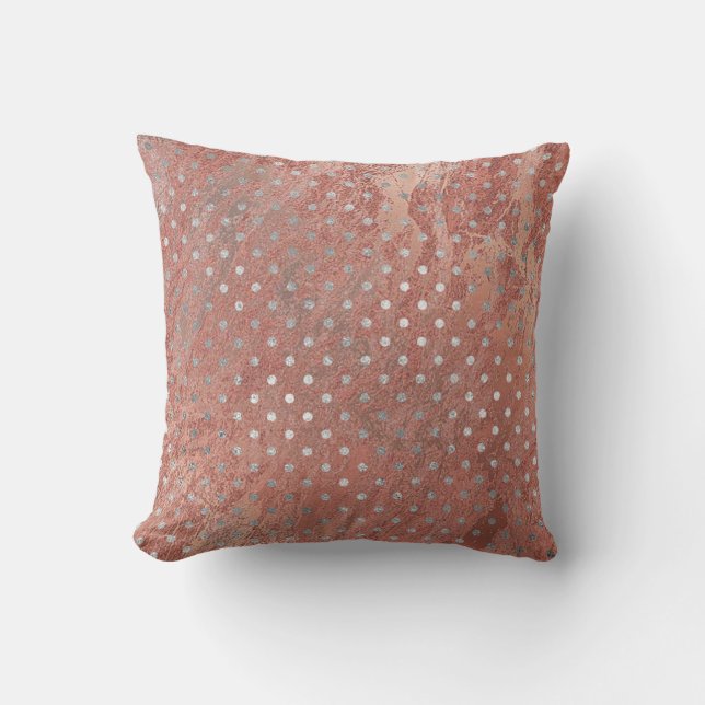 Rosa Rose Gold Blush Kupfer Marmor Silbergraue Pun Kissen (Vorderseite)
