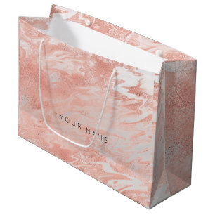 Rosa Rose Gold Blush Marmor Metallic Geschenk Silb Große Geschenktüte