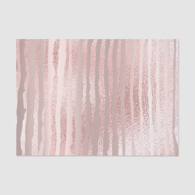 Rosa Rose Gold Blush Metallische Silber Striche Li Seidenpapier (Vorderseite)