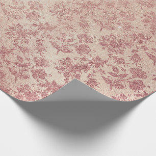 Rosa Rose Gold Blush Peach Glitzer Blumenmotiv Geschenkpapier